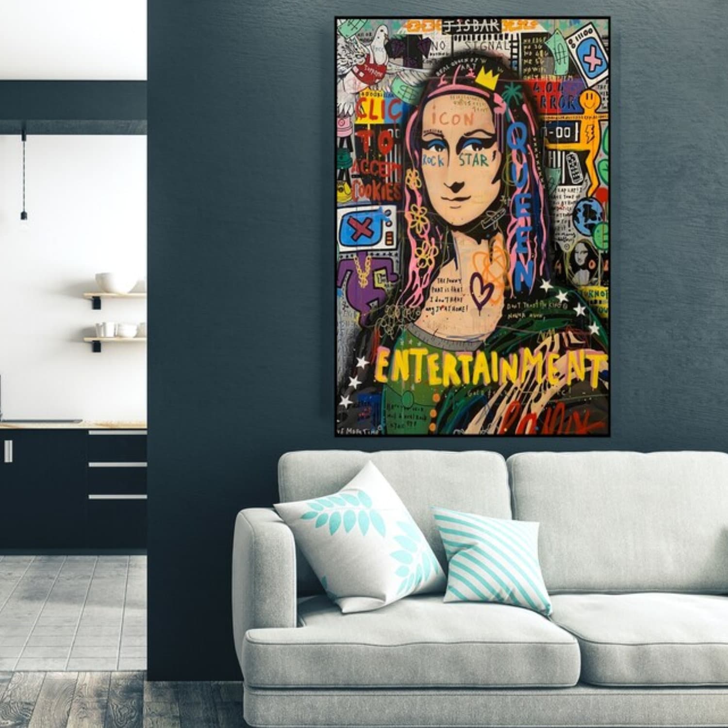 Entertainment Queen Mona Lisa Hand Painted Pop Art