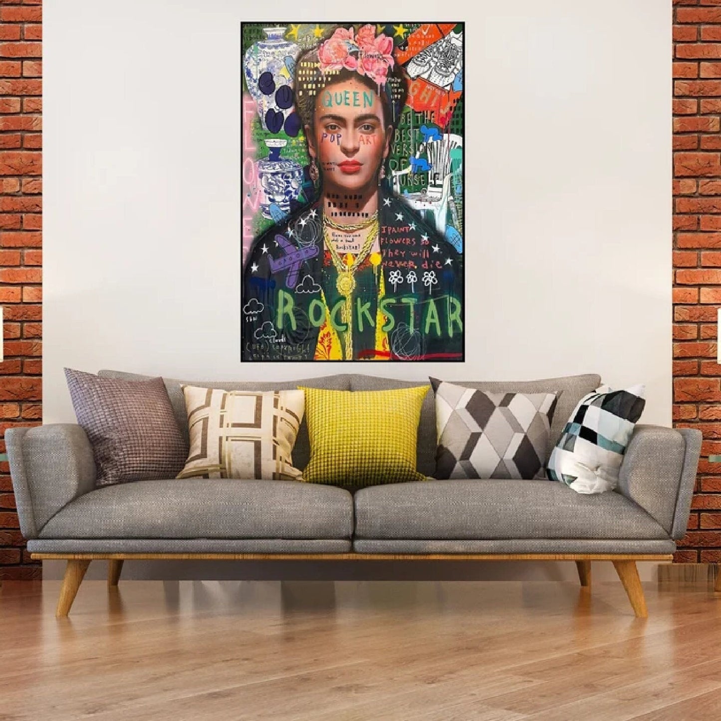 Rockstar Frida Kahlo Hand Painted Pop Art Painting