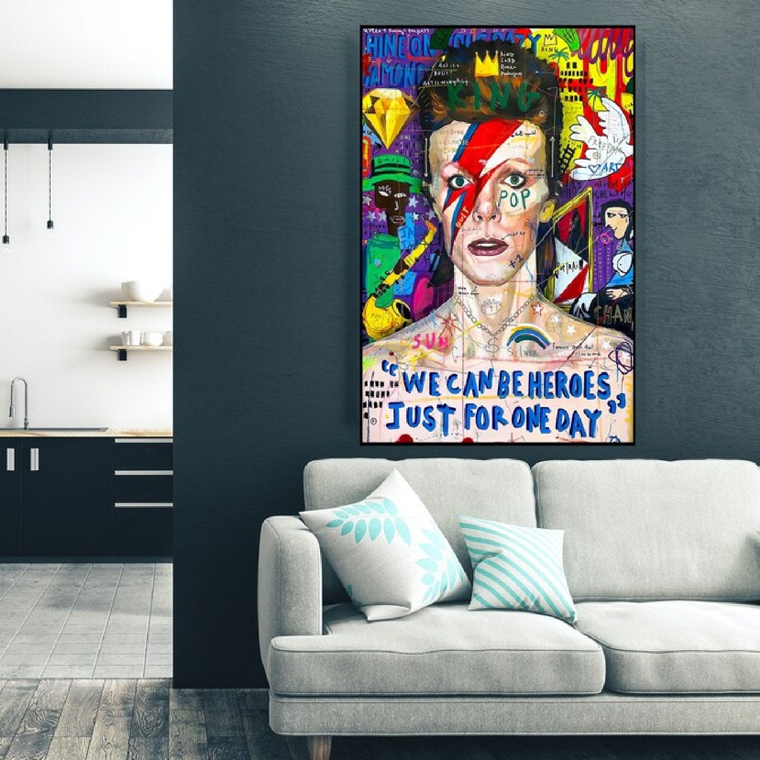 Acrylic King We Can Be Heroes Pop Art Oil Painting