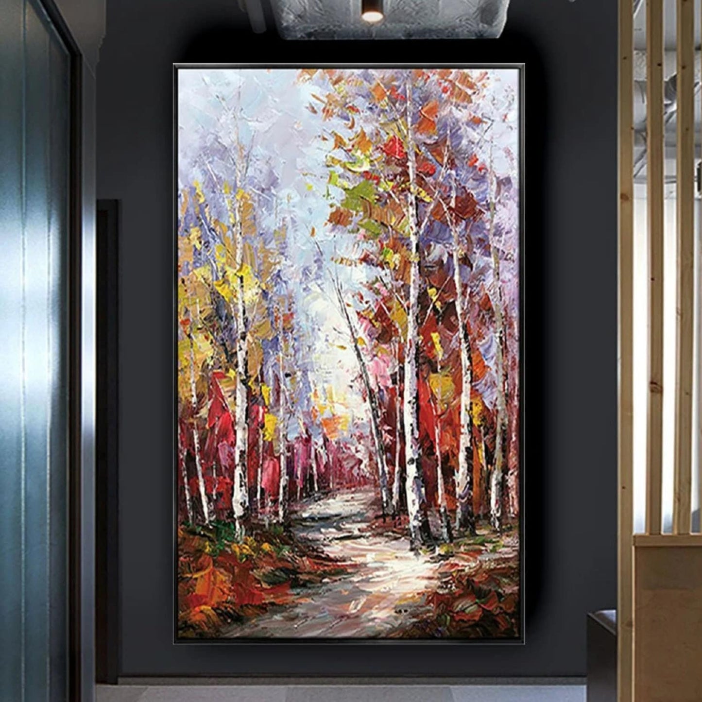 Autumn Birch Forest 100% Hand Painted Wall Art