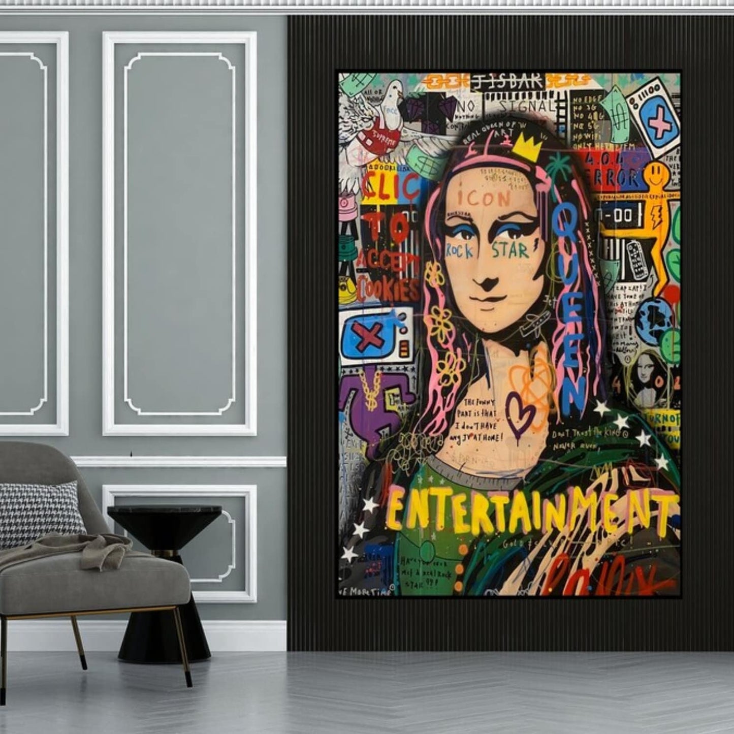 Entertainment Queen Mona Lisa Hand Painted Pop Art