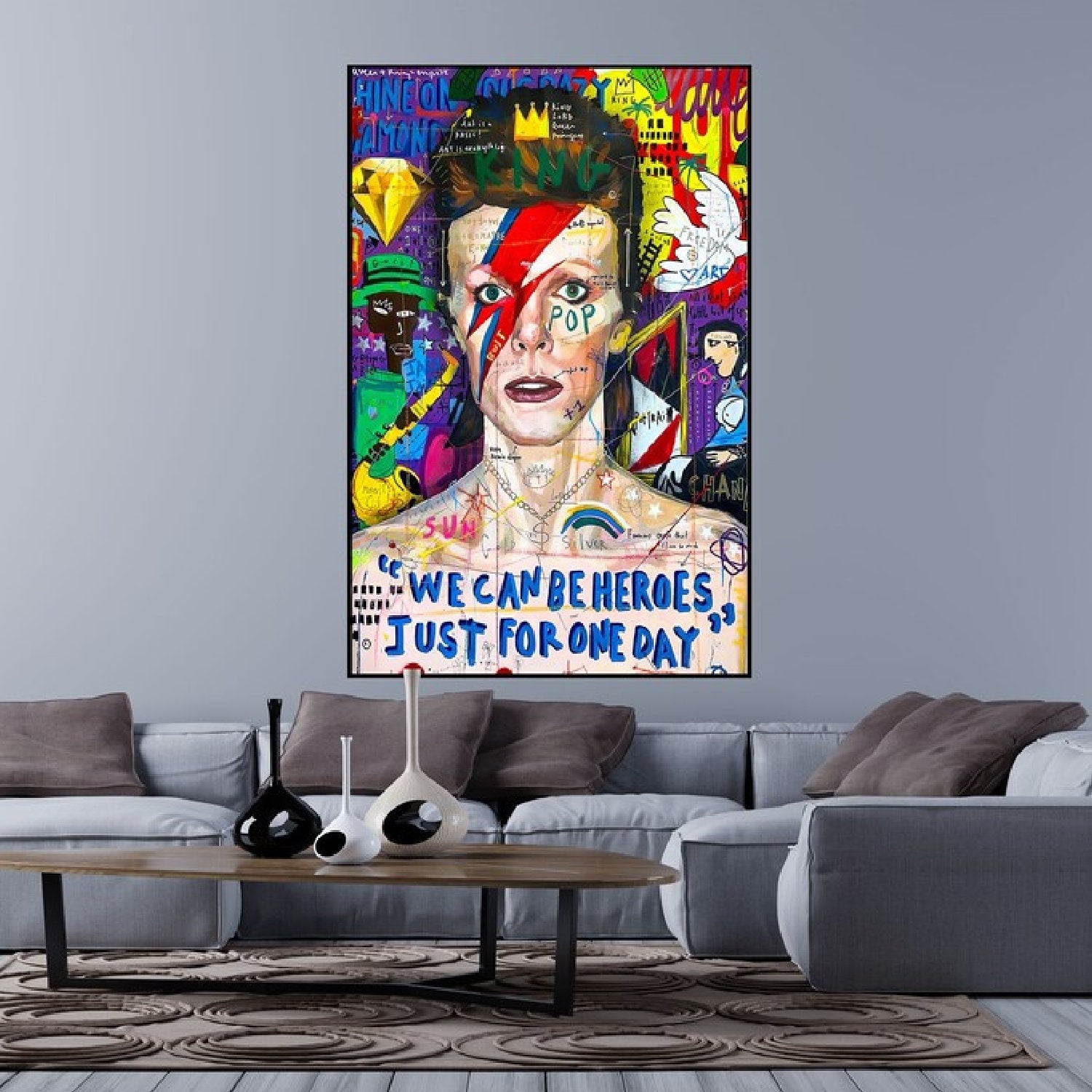 Acrylic King We Can Be Heroes Pop Art Oil Painting