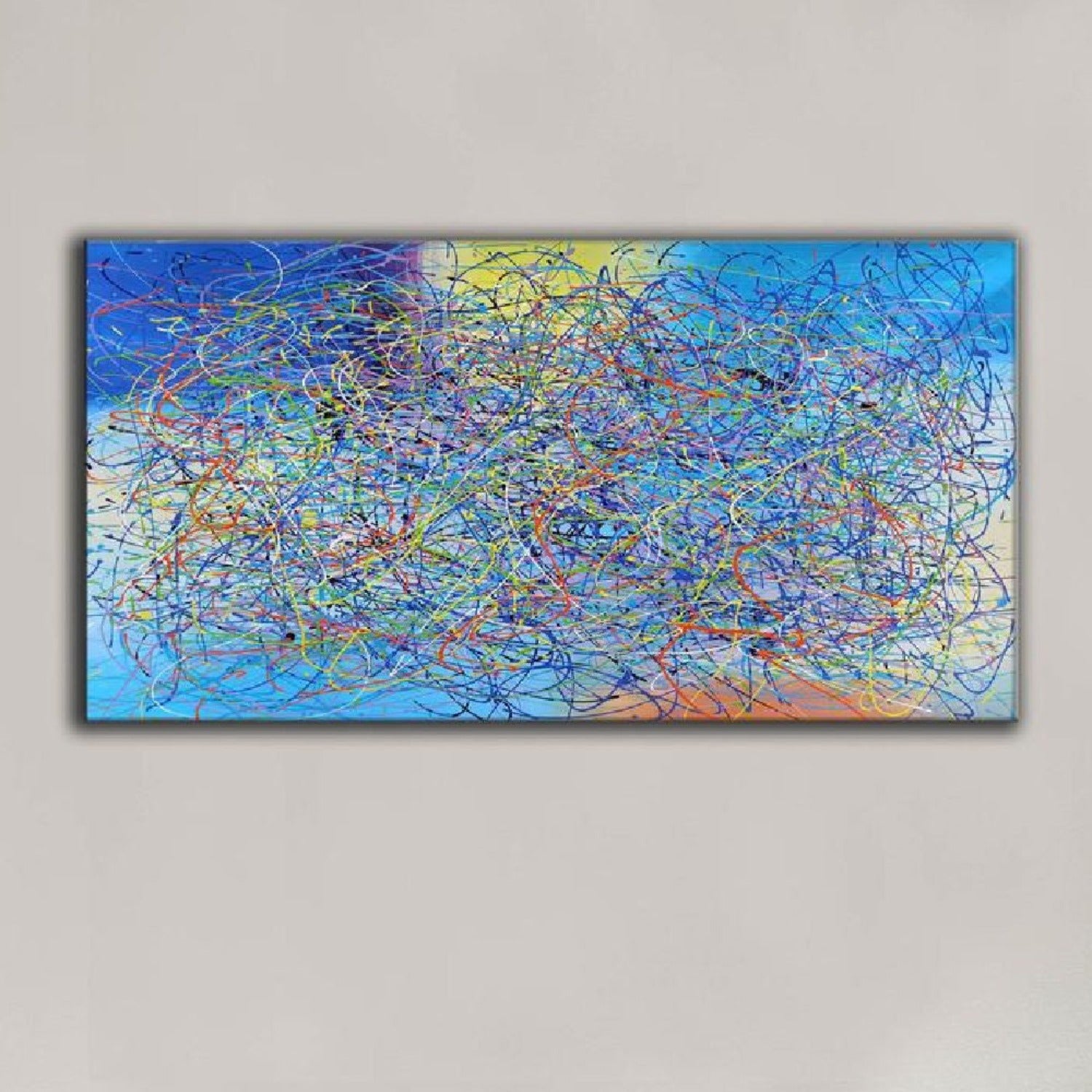 Original Blue Jackson Pollock Abstract Painting