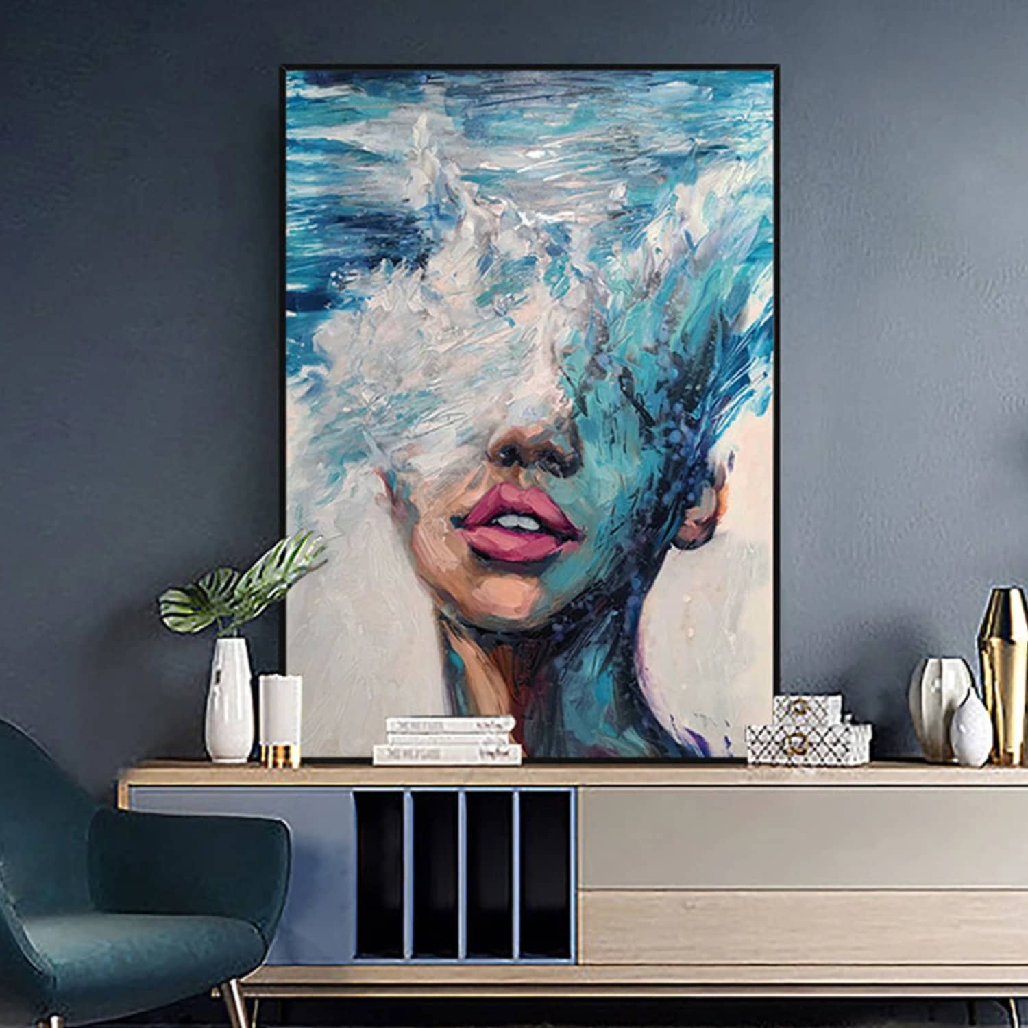 Abstract Maiden Sea Heavy Textured Face Painting