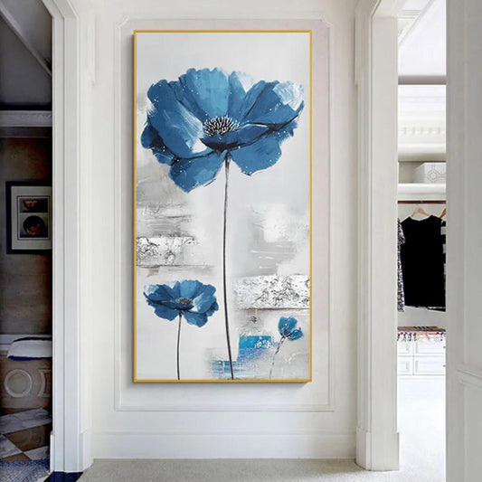 Beautiful Blue Flowers 100% Hand Painted Wall Art
