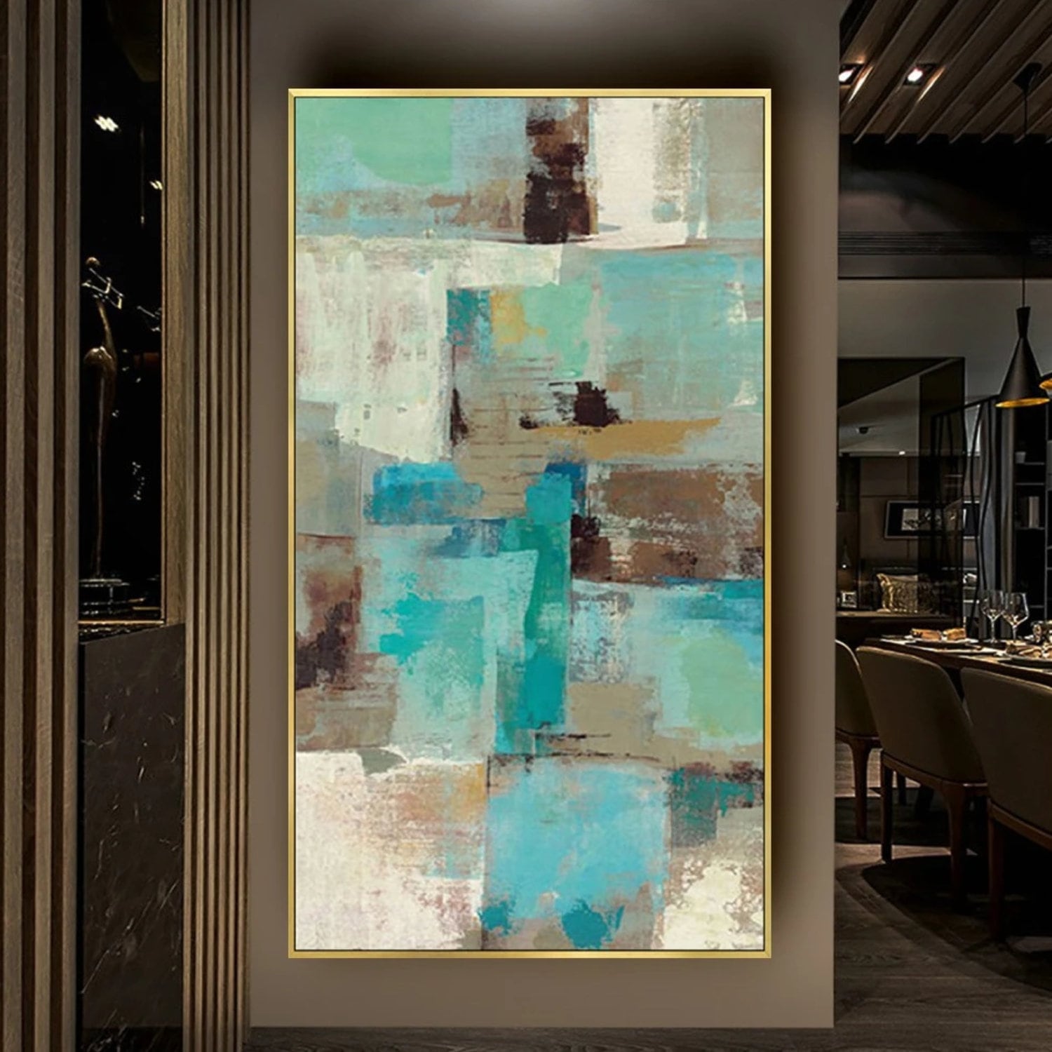Rich Turquoise Colour Abstract Minimalist Painting