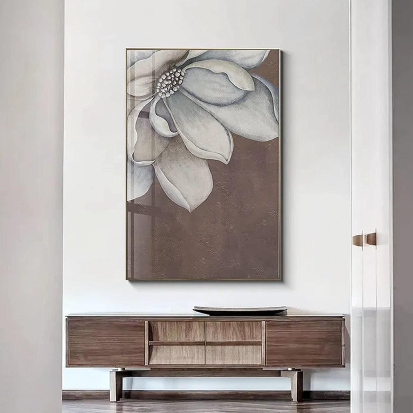 White Lotus 100% Hand Painted Neutral Colours Art