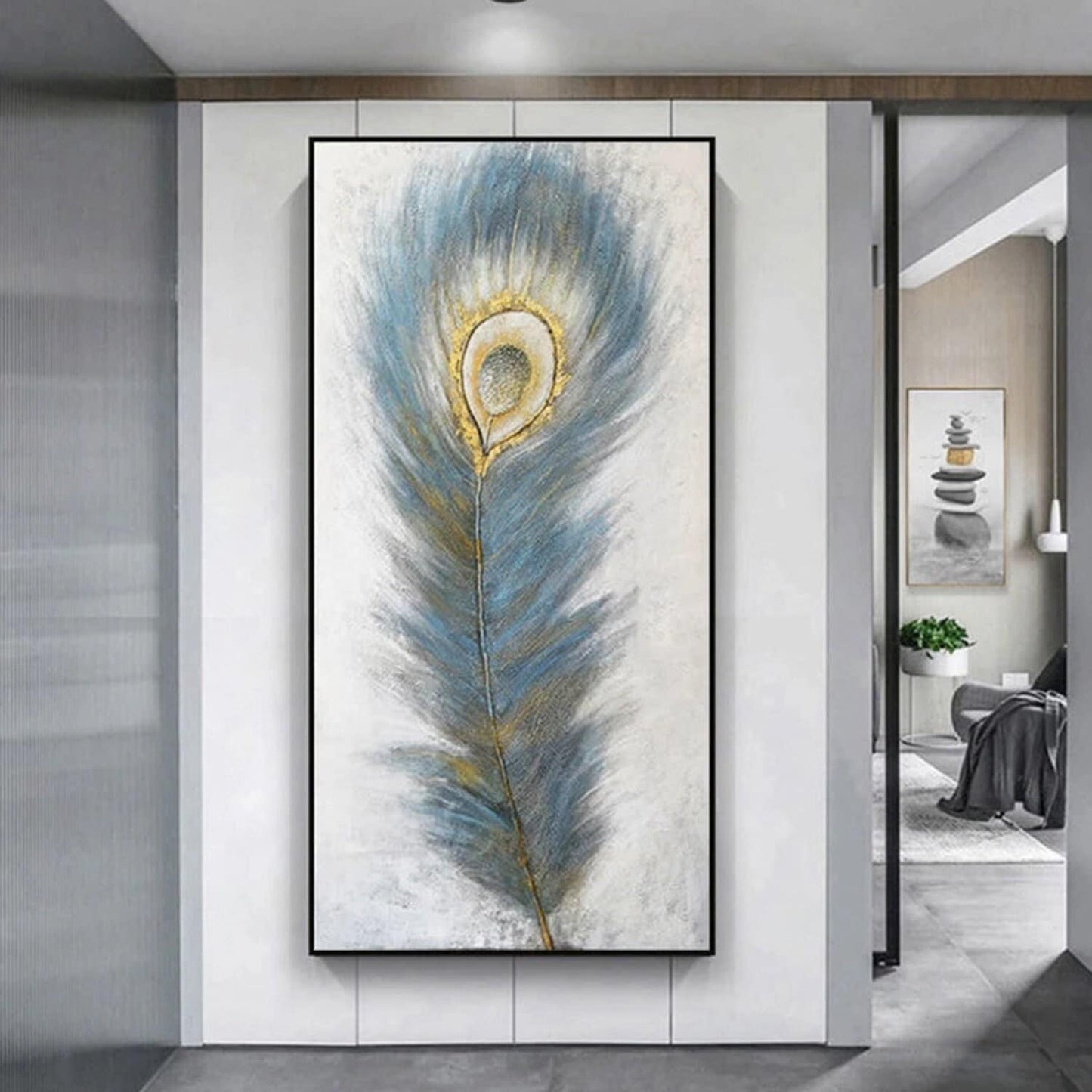 Contemporary Peacock Feather Fine Artwork Painting