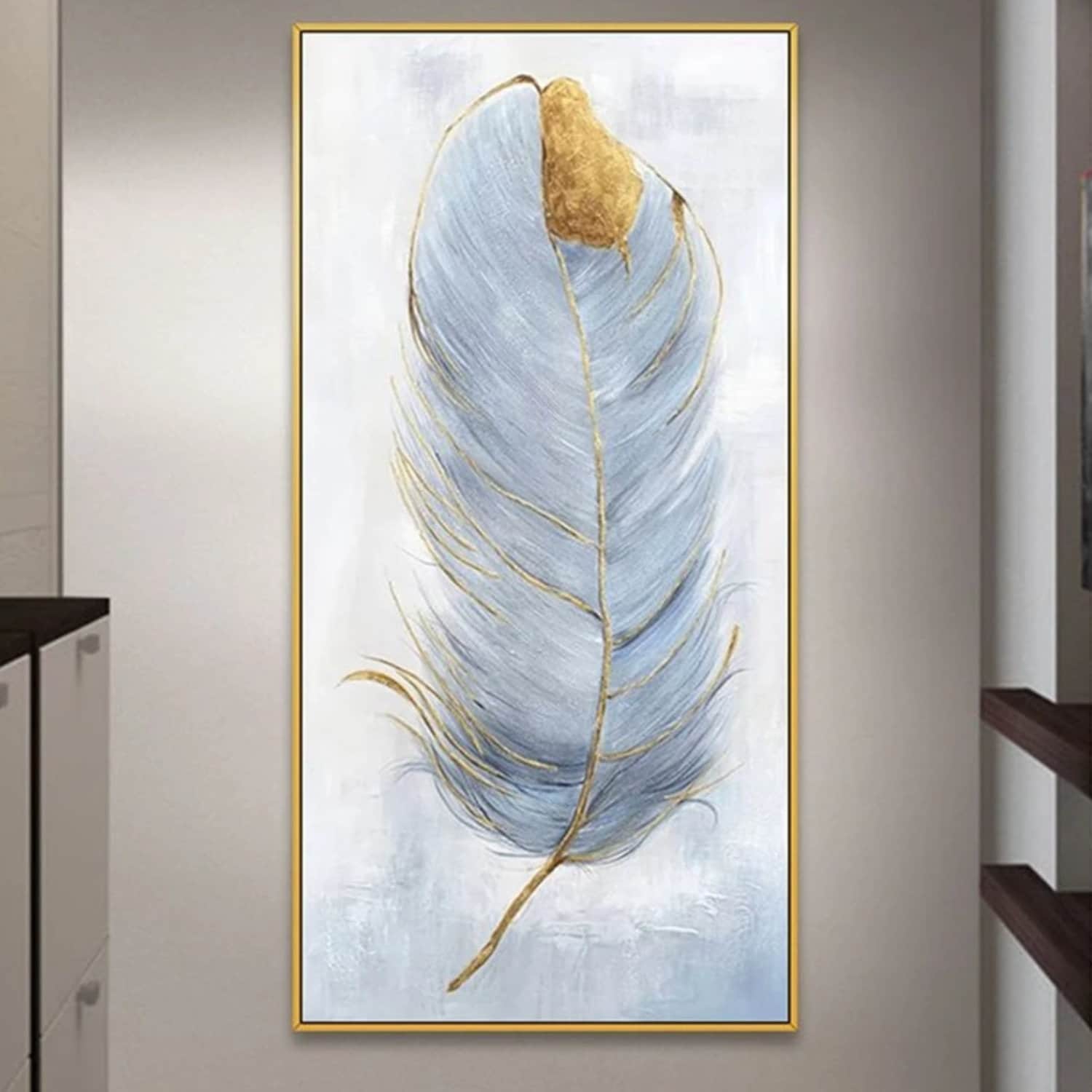 Modern Grey Feather 100% Hand Painted Fine Artwork