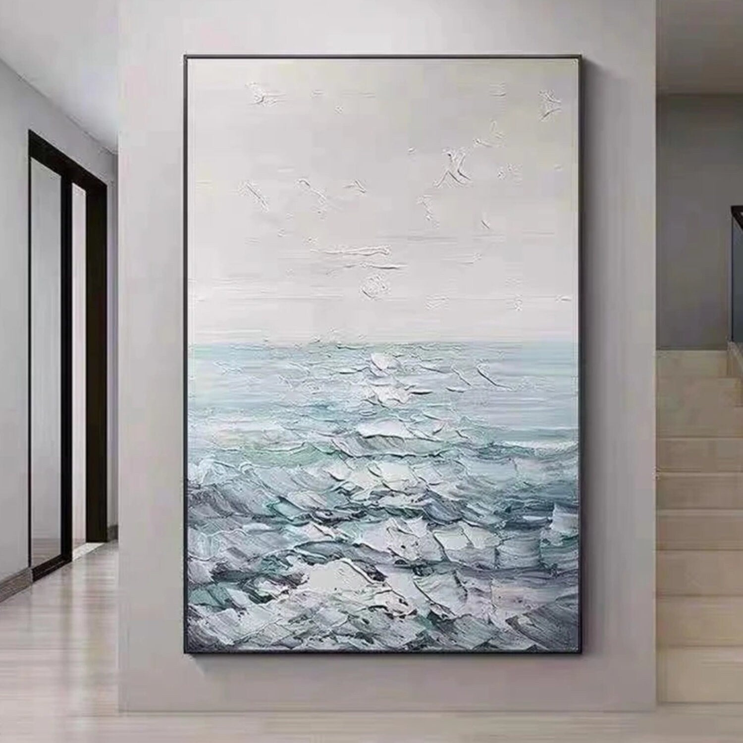 Acrylic Texture Ocean Waves Palette Knife Painting