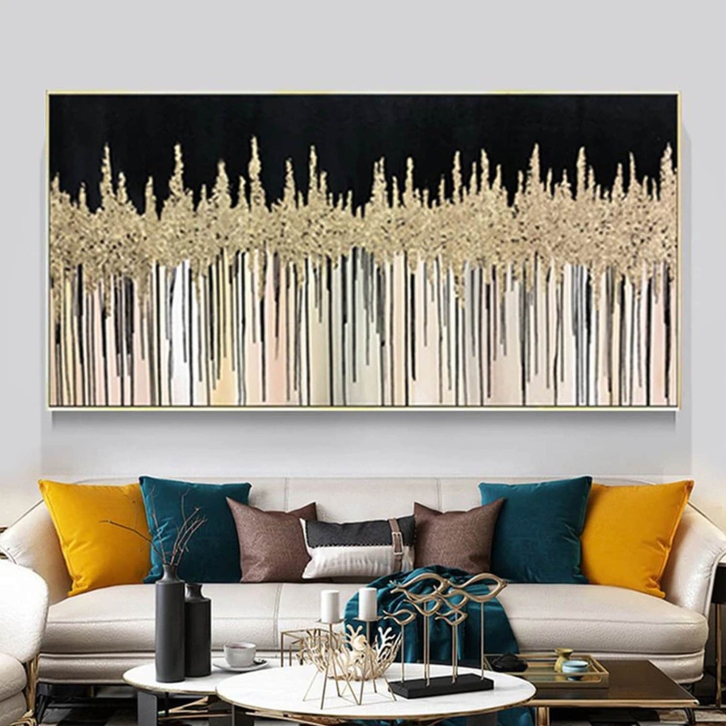 Textured Gold Foil Forest 100% Hand Painted Art