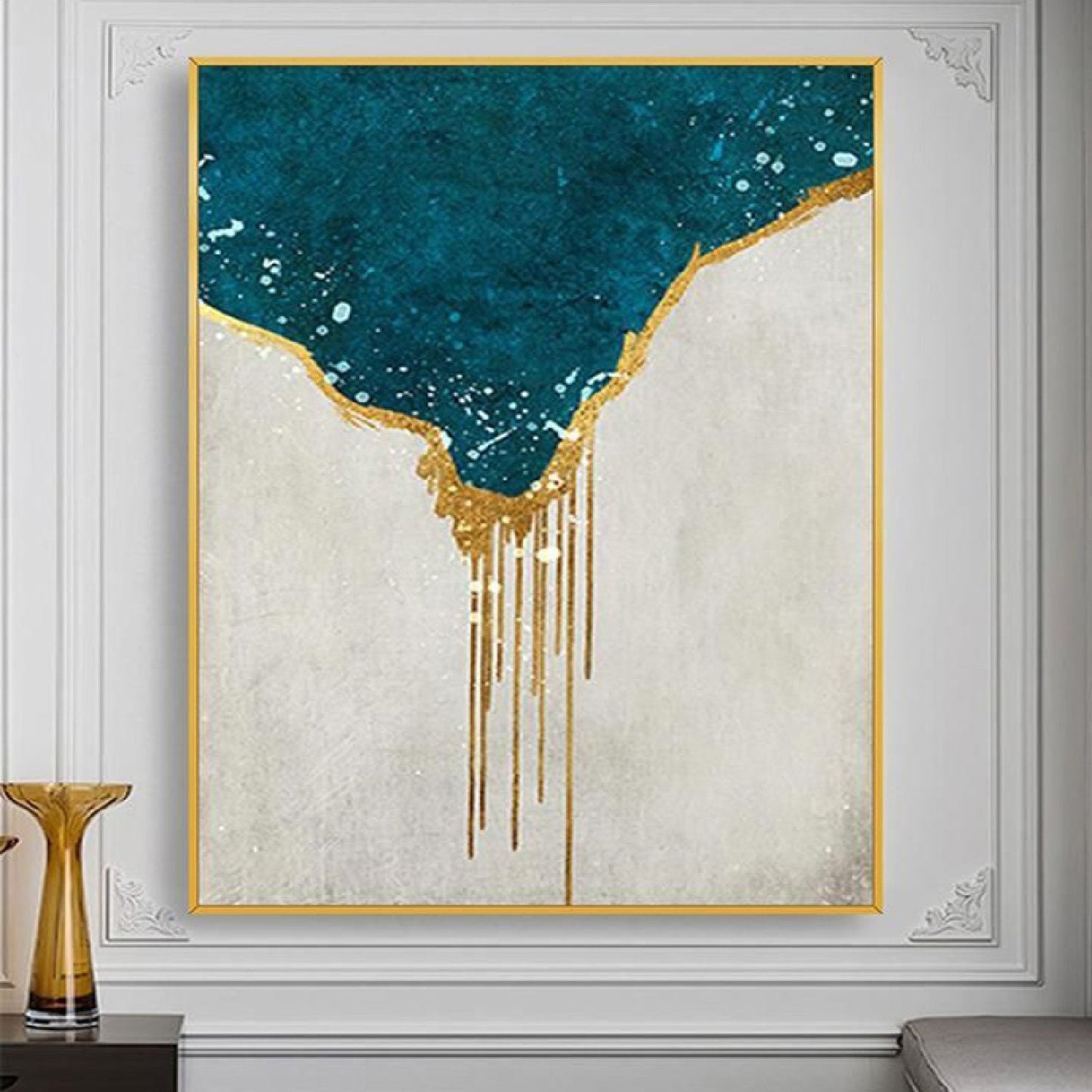 Classic Gold Dropping 100% Hand Painted Wall Art