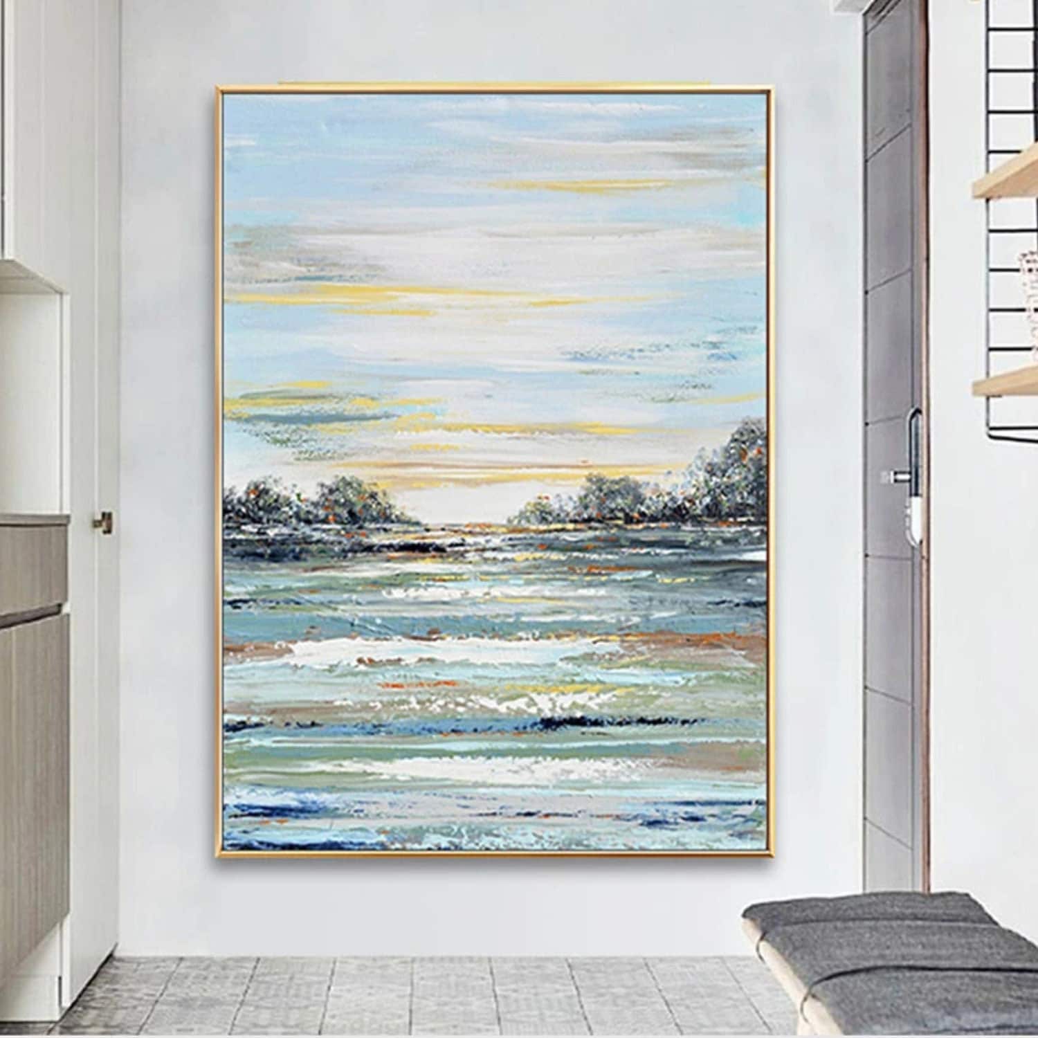 Peaceful Evening Landscape Abstract Oil Painting