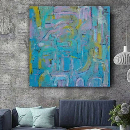 Abstract Blue Crossroads 100% Hand Painted Art