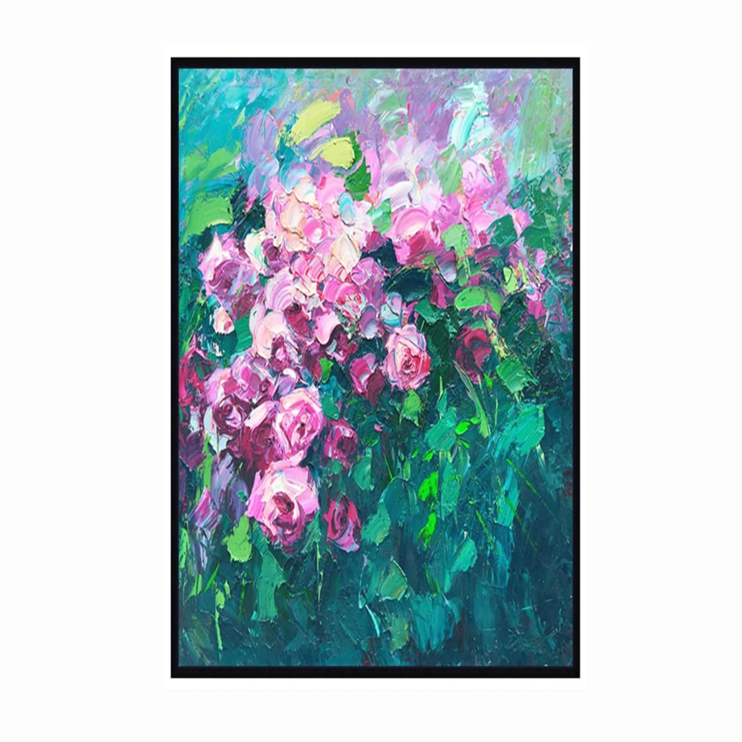 Impressionist Pink Roses Textured Floral Painting