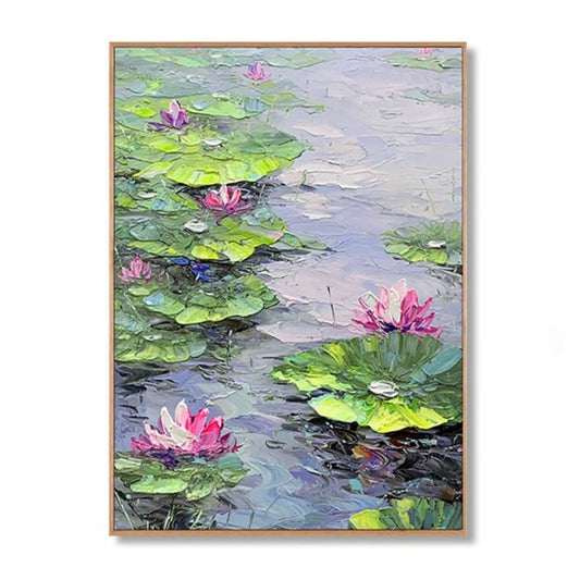 Contemporary Lotus Flowers Heavy Textured Painting