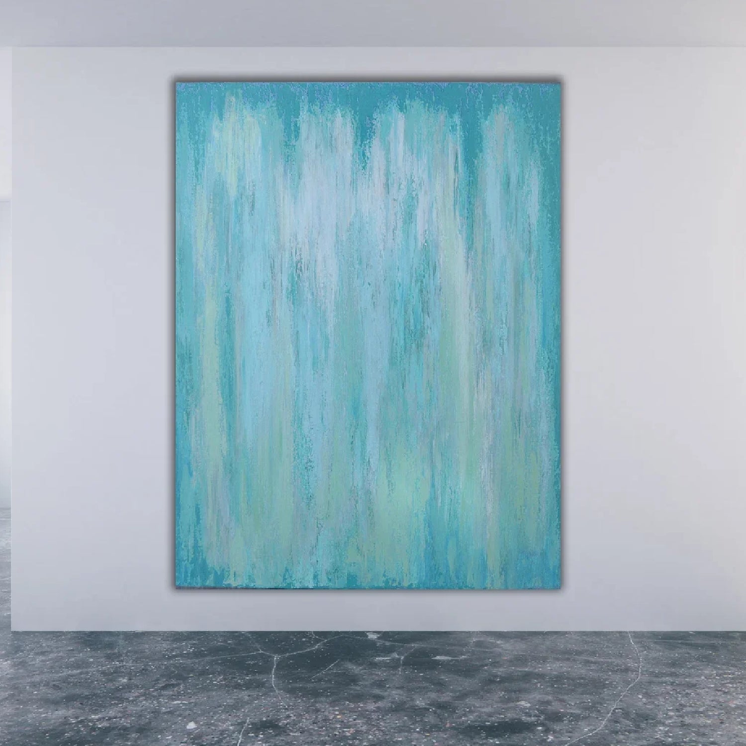Large Aqua Blue Abstract Minimalist Painting