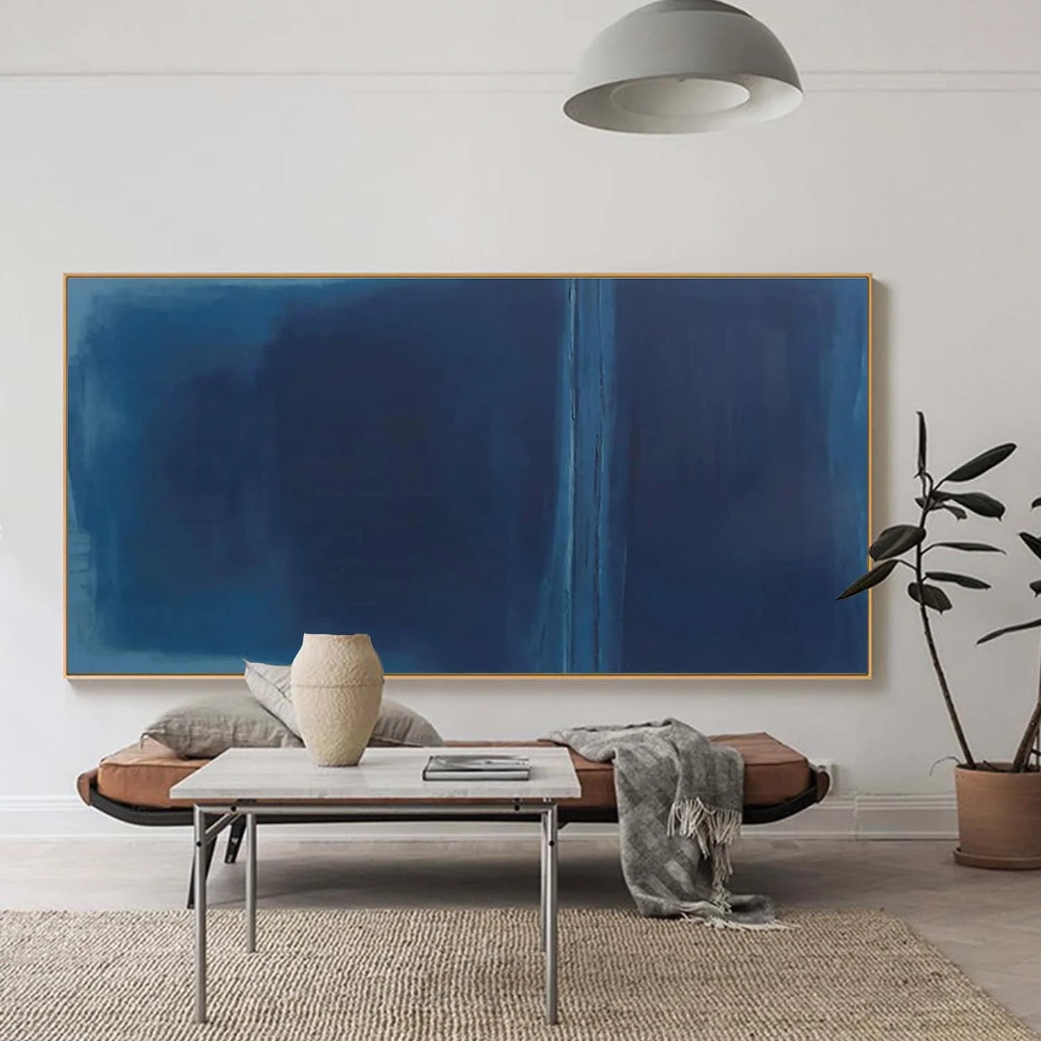 Large Contemporary Dark Blue Abstract Painting