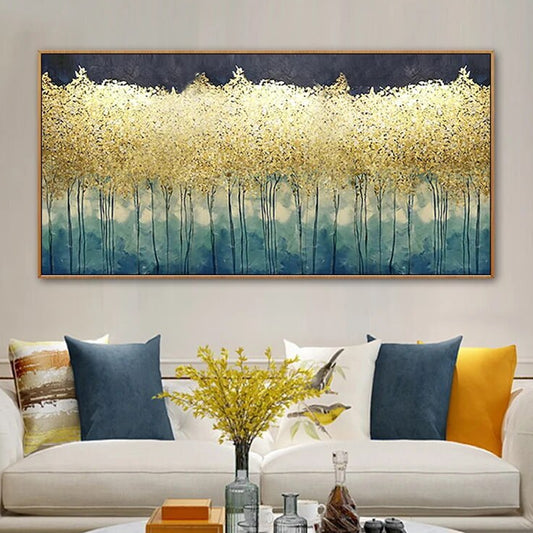Minimalist Golden Forest Abstract Nordic Wall Art