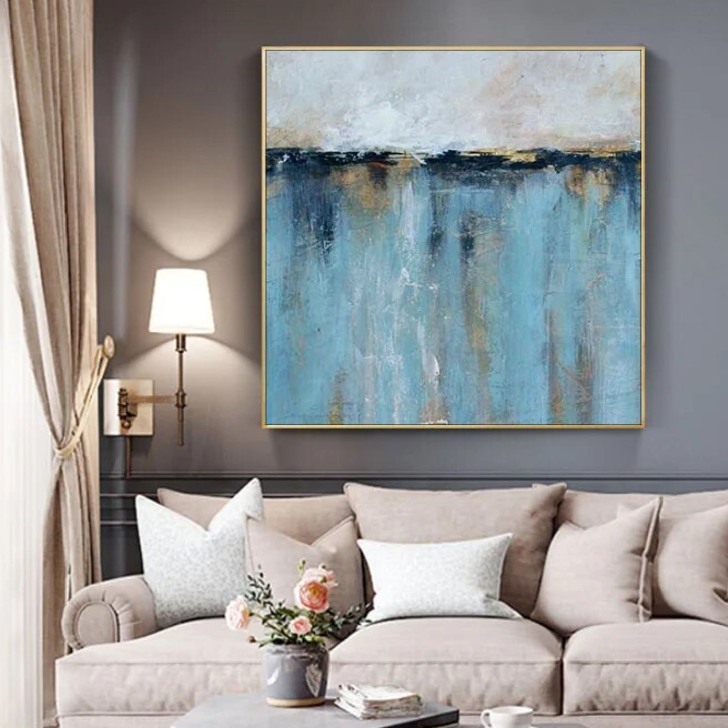 Modern Light Luxury Seascape Abstract Oil Painting