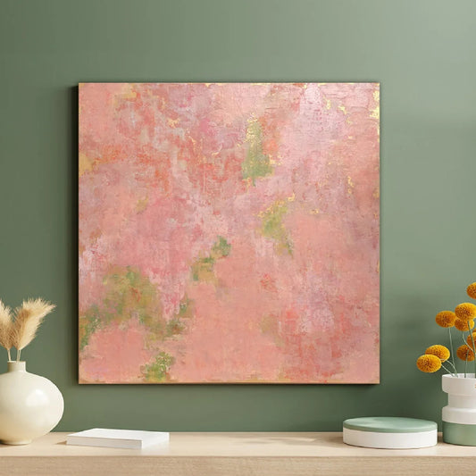 Modern Wispy Pink Acrylic Canvas Oil Painting